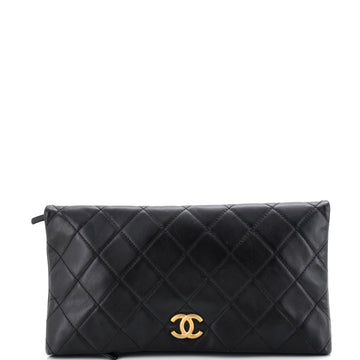 Chanel CC Foldover Clutch Quilted Lambskin Large