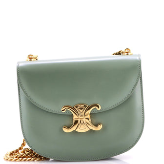 Celine Triomphe Besace Clea Chain Flap Bag Leather