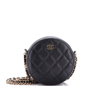 Chanel Round Clutch with Chain Quilted Caviar Mini