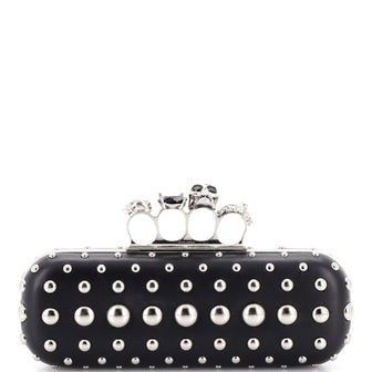 Alexander McQueen Knuckle Box Clutch Studded Leather Long