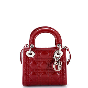Christian Dior Lady Dior Chain Bag Cannage Quilt Patent Mini