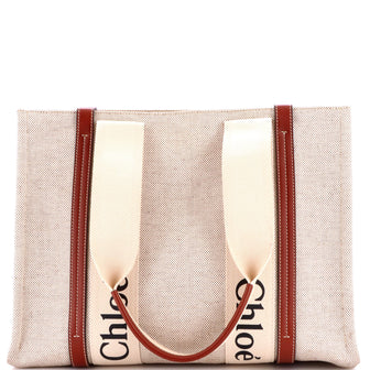 Chloe Woody Tote Canvas with Leather Medium