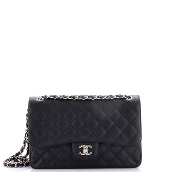 Chanel Classic Double Flap Bag Quilted Caviar Jumbo