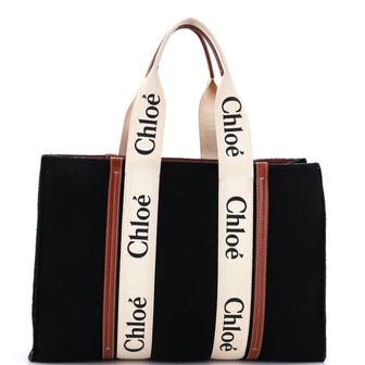 Chloe Woody Tote Recycled Felt with Leather and Canvas Large
