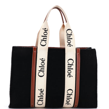 Chloe Woody Tote Recycled Felt with Leather and Canvas Large