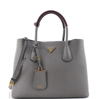 Prada Cuir Double Tote Saffiano Leather Small