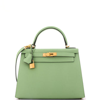 Hermes Kelly Handbag Green Epsom with Gold Hardware 28
