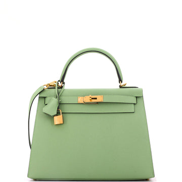 Hermes Kelly Handbag Green Epsom with Gold Hardware 28
