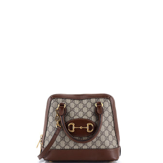 Gucci Horsebit 1955 Top Handle Bag GG Coated Canvas with Leather Small