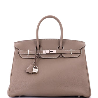 Hermes Birkin Handbag Grey Togo with Palladium Hardware 35