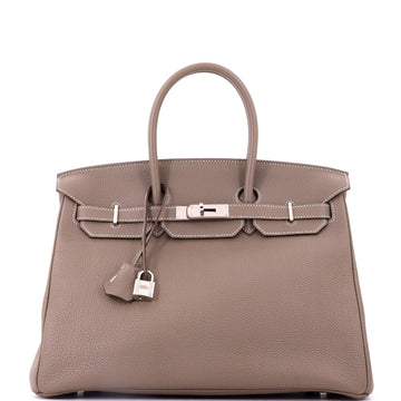 Hermes Birkin Handbag Grey Togo with Palladium Hardware 35