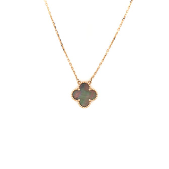 Van Cleef & Arpels Vintage Alhambra Pendant Necklace 18K Rose Gold and Grey Mother of Pearl