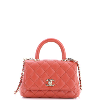 Chanel Coco Top Handle Bag Quilted Caviar Extra Mini