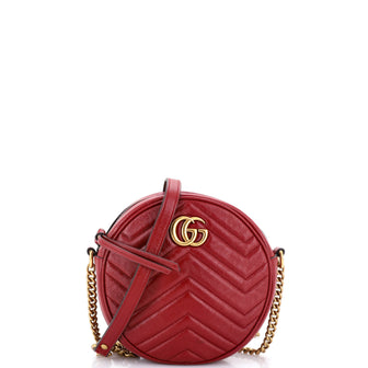Gucci GG Marmont Round Shoulder Bag Matelasse Leather Mini