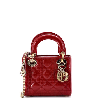 Christian Dior Lady Dior Chain Bag Cannage Quilt Patent Mini
