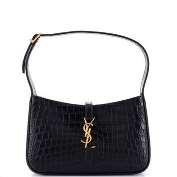 Saint Laurent Le 5 a 7 Hobo Crocodile Embossed Leather Small