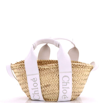 Chloe Sense Basket Tote Raffia with Leather Medium