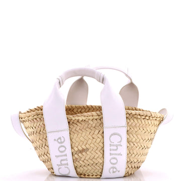 Chloe Sense Basket Tote Raffia with Leather Medium