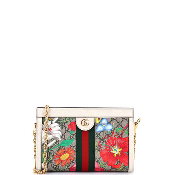 Gucci Ophidia Chain Shoulder Bag Flora GG Coated Canvas Small