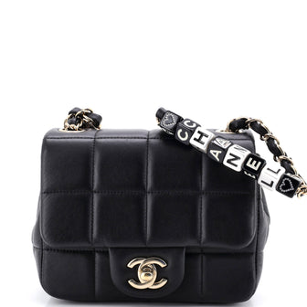 Chanel Monacoco Logo Blocks Square Flap Bag Quilted Lambskin with Resin Mini