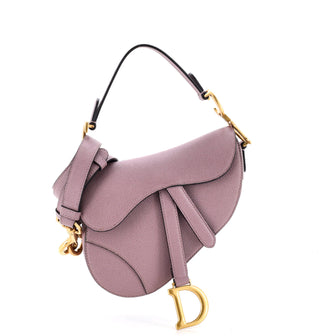 Christian Dior Saddle Handbag with Strap Leather Micro