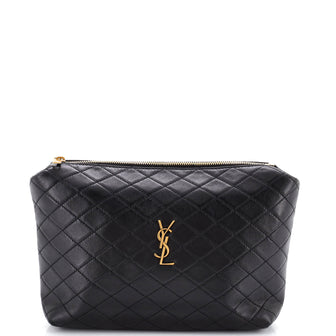 Saint Laurent Gaby Zipped Pouch Quilted Leather