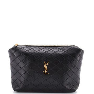 Saint Laurent Gaby Zipped Pouch Quilted Leather