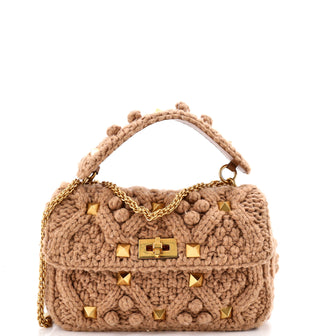 Valentino Garavani Roman Stud Flap Bag Knit Crochet Large