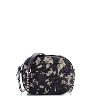 Gucci Chain Crossbody Bag Arabesque GG Coated Canvas with Leather Mini