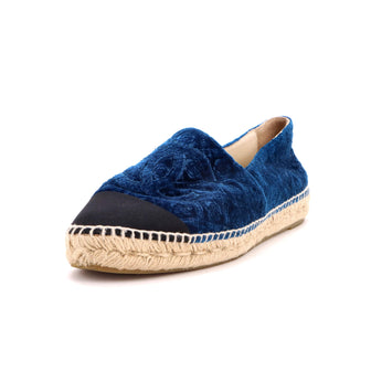 Chanel Women's CC Cap Toe Espadrilles Camellia Velvet