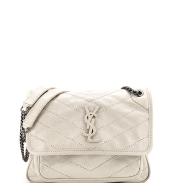 Saint Laurent Niki Chain Flap Bag Matelasse Chevron Leather Baby