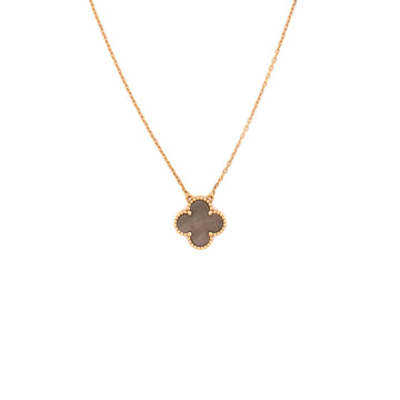Van Cleef & Arpels Vintage Alhambra Pendant Necklace 18K Rose Gold and Grey Mother of Pearl