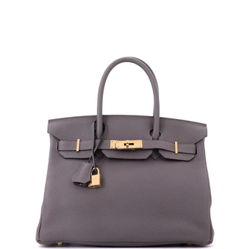 Hermes Birkin Handbag Grey Togo with Gold Hardware 30