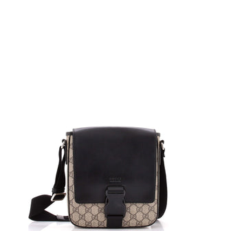 Gucci Buckle Flap Messenger Bag GG Coated Canvas with Leather Small