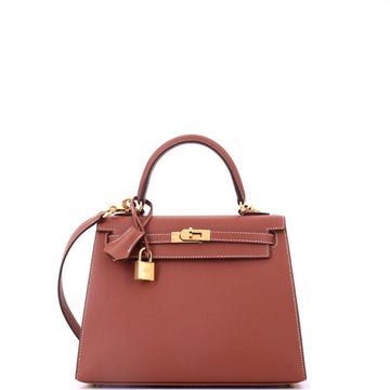 Hermes Kelly Handbag Brown Epsom with Gold Hardware 25