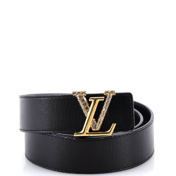 Louis Vuitton LV Initiales Belt Leather with Metal and Crystals Thin