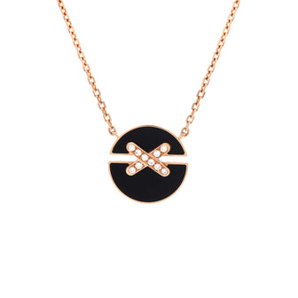 Chaumet Jeux de Liens Harmony Pendant Necklace 18K Rose Gold with Onyx and Diamonds Small