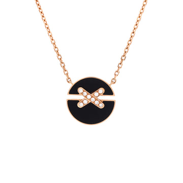 Chaumet Jeux de Liens Harmony Pendant Necklace 18K Rose Gold with Onyx and Diamonds Small