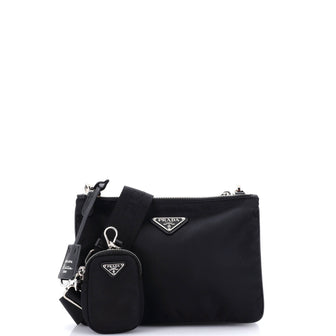 Prada Re-Edition 2000 Double Zip Shoulder Bag Tessuto Small