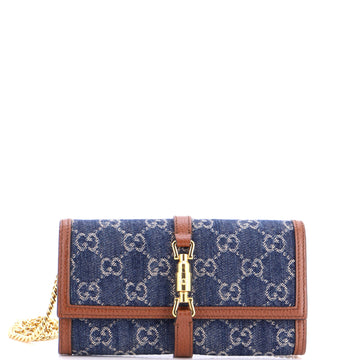Gucci Jackie 1961 Continental Chain Wallet GG Denim