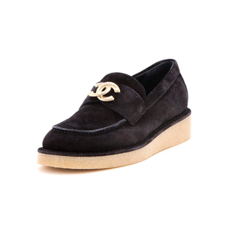 Chanel Women's Pearl CC Loafers Suede
