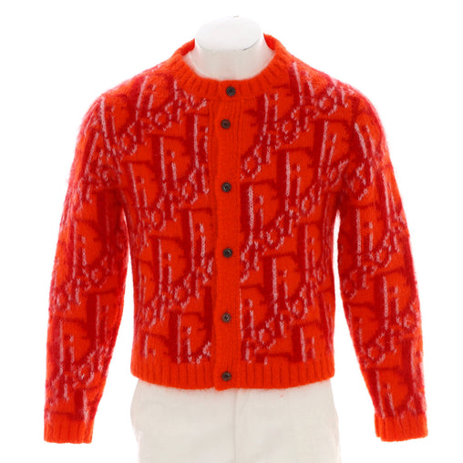 Christian Dior Men's Crewneck Button Up Cardigan Oblique Mohair