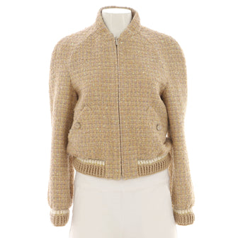 Chanel Women's Zip Bomber Jacket Tweed