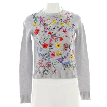Christian Dior Women's Floral Crewneck Sweater Embroidered Cashmere