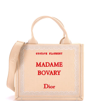 Christian Dior Book Tote with Strap Embroidered Canvas Small