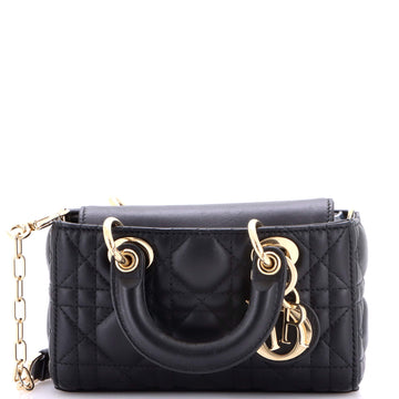 Christian Dior Lady D-Joy Bag Cannage Quilt Lambskin Micro