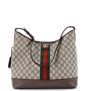 Gucci Ophidia Open Bucket Bag GG Coated Canvas with Leather Medium