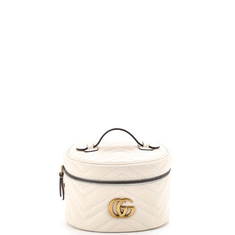 Gucci GG Marmont Top Handle Cosmetic Case Matelasse Leather Mini