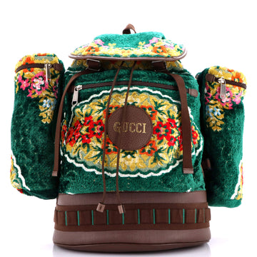Gucci Multiple Pocket Backpack Floral Velvet Jacquard Large