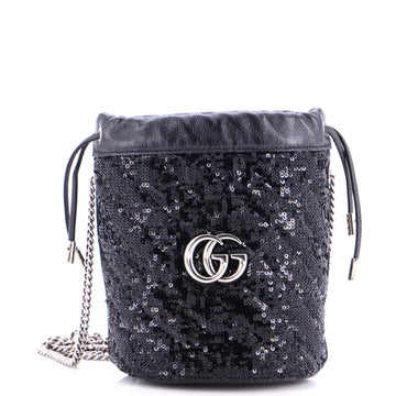Gucci GG Marmont Bucket Bag Diagonal Quilted Sequins Mini
